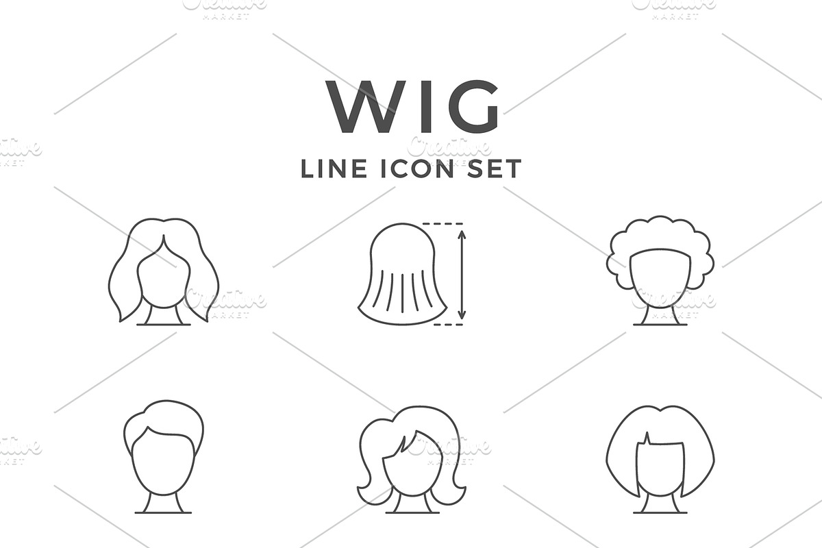 Set line icons of wig, an Outline Icon by motorama (Photo 1 of 2)