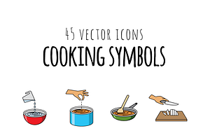 45 VECTOR ICONS - COOKING SYMBOLS