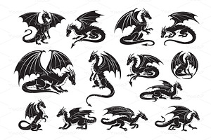 Mythical and powerful dragon vector, an Animal Illustration by yod67