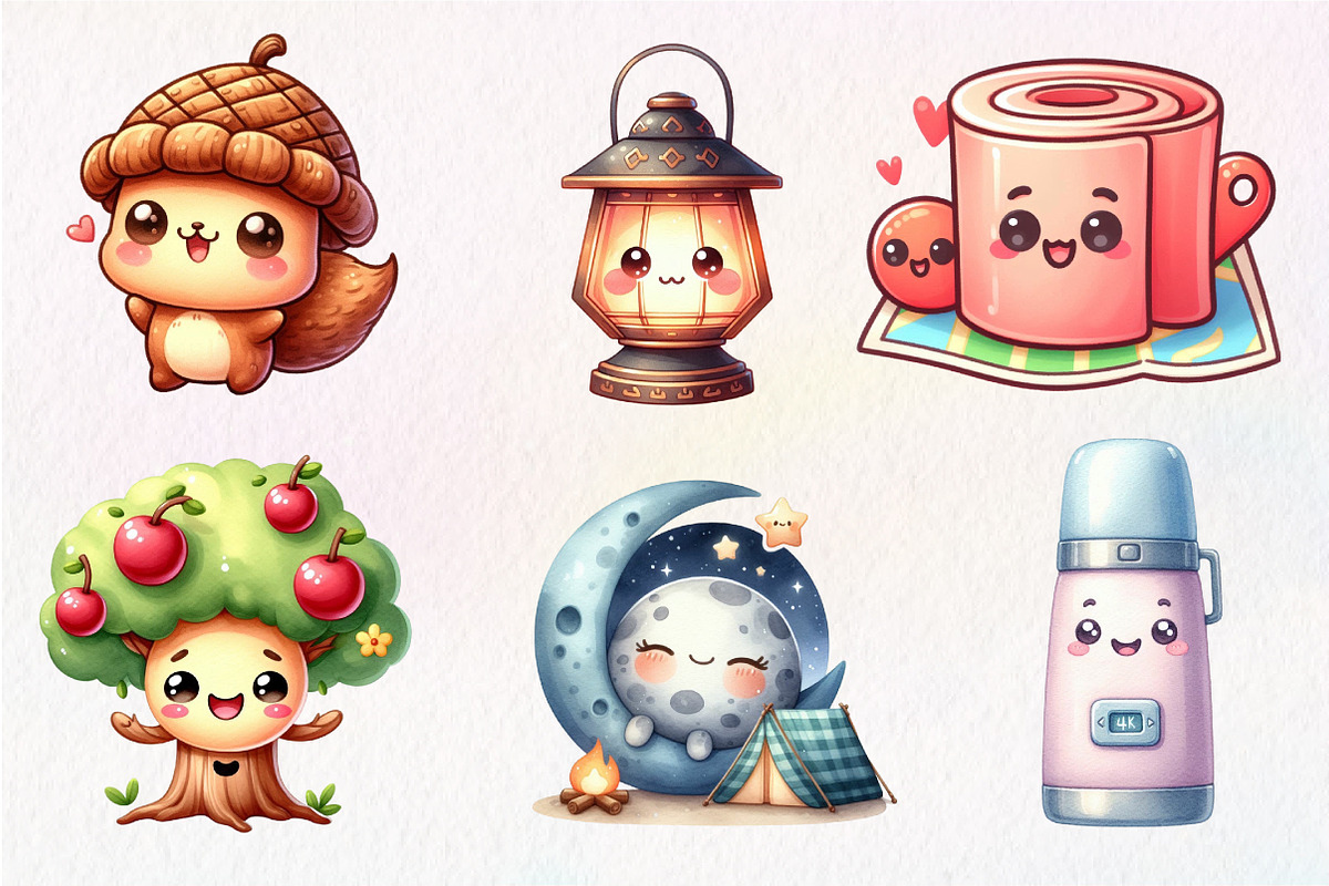 Kawaii Camping Clipart, an Illustration by Dream Creation (Photo 2 of 7)