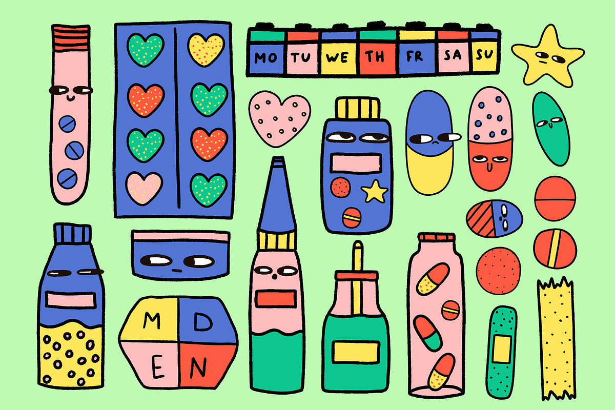 bizarre crazy medical stickers, a Graphic by okchizh (Photo 2 of 7)