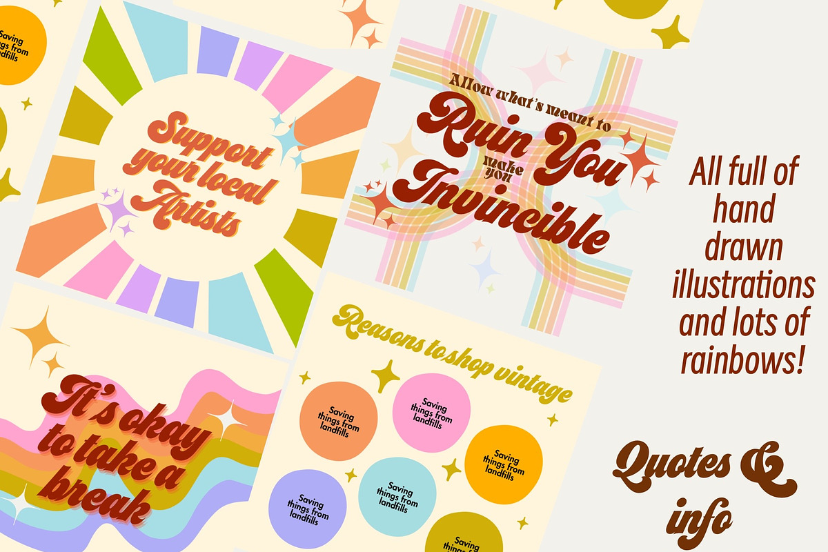 Retro Rainbow Canva Templates for IG, a Social Media Template by Dear Darling Design (Photo 4 of 13)
