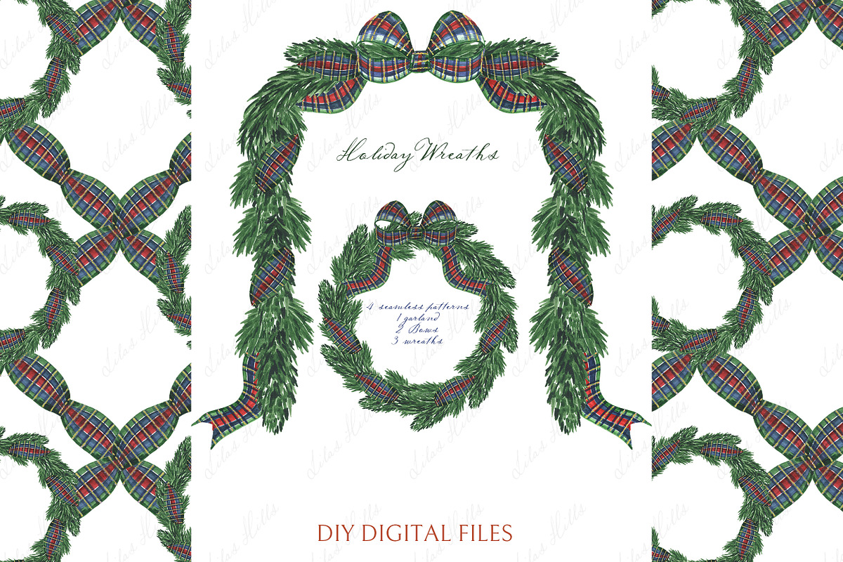 Christmas Wreaths Clipart Collection, a Decorative Illustration by LABFcreations (Photo 1 of 4)