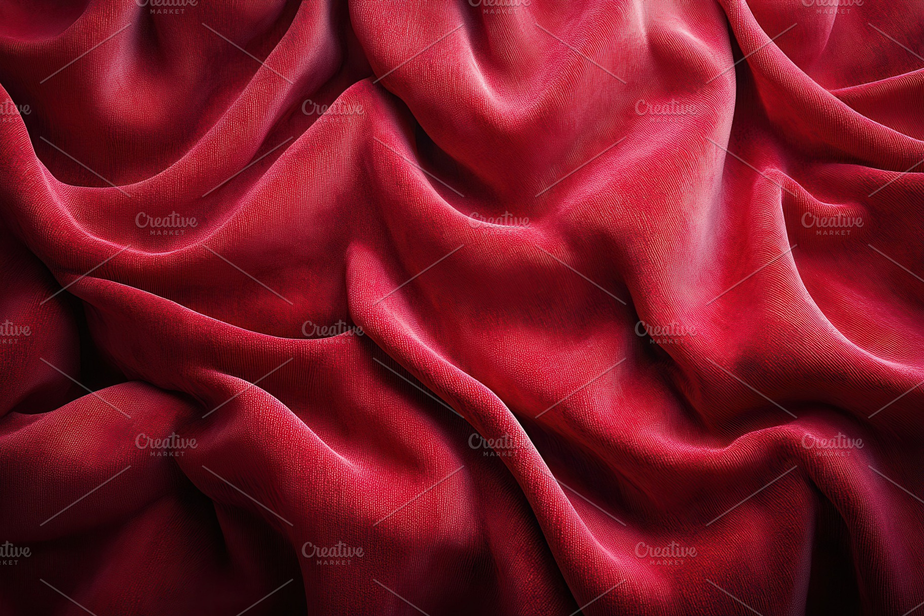 Elegant red fabric draped gracefully, a Photo by Tanuart