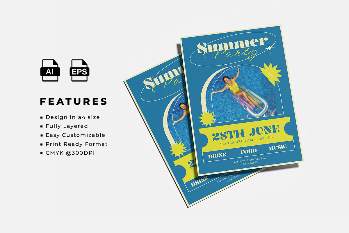 Summer Party Flyer Template, a Flyer Template by Artnivora.Std