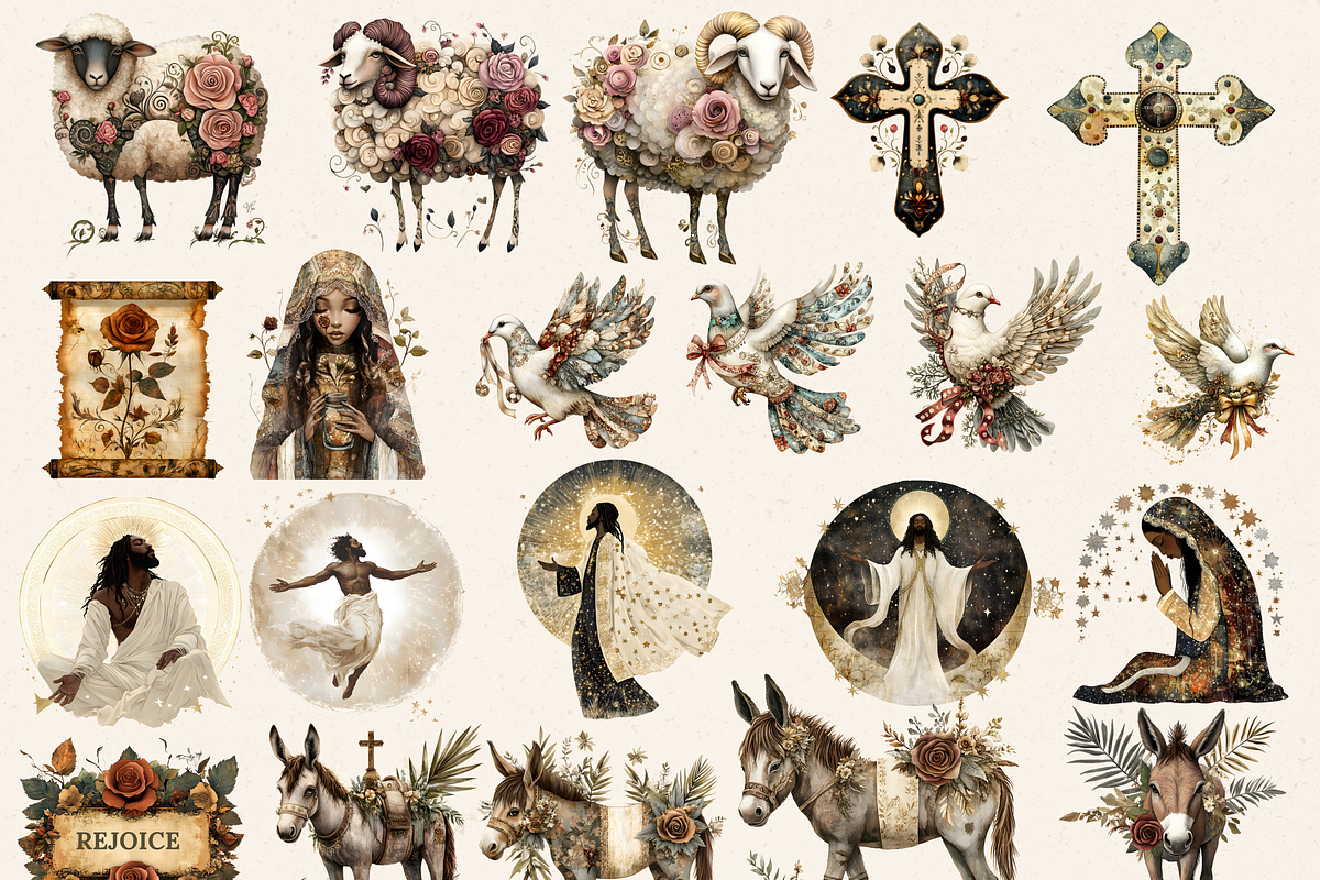 NEUTRAL EASTER BIBLICAL CLIPART, a Person Illustration by Daring Digies (Photo 3 of 10)