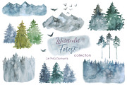 Watercolor Clipart Winter Forest png, an Illustration by KomtsyanTatyanaArt (Thumbnail 1 of 4)