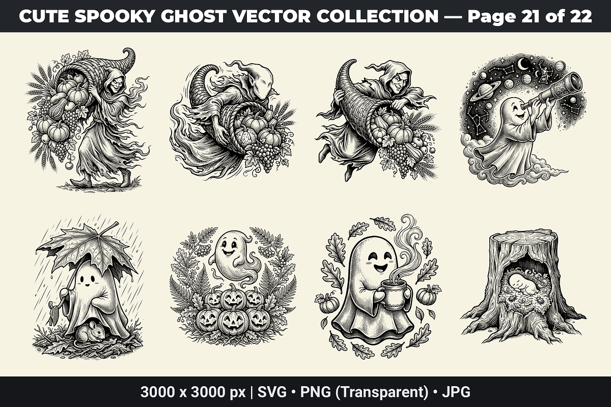 Cute Ghost SVG Bundle Vol - 01, an Object Graphic by XPERTDESIGNER (Photo 11 of 21)
