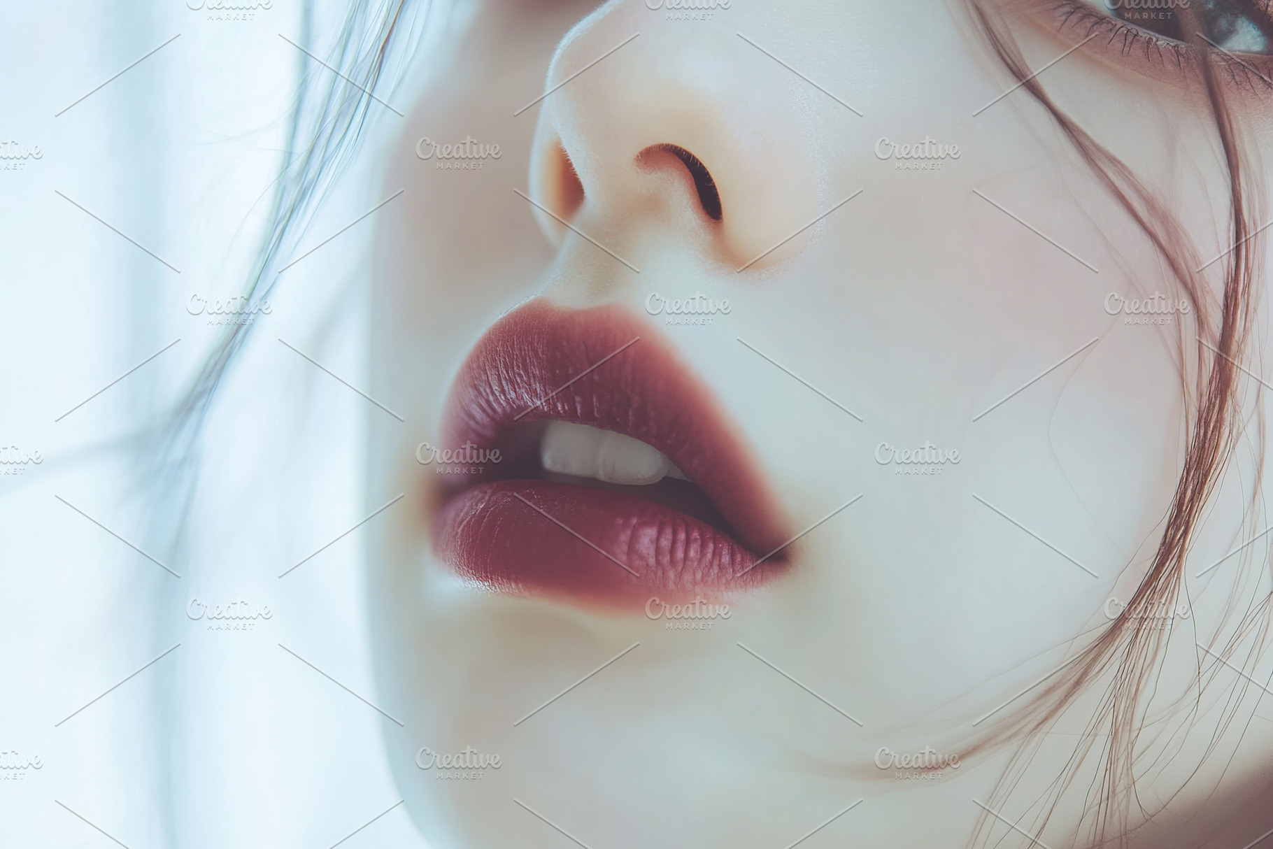 Closeup of soft glossy lips with rich color and natural highlights, a Beauty & Fashion Photo by AlyaAnd