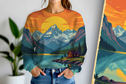 Vintage Poster Cabin By a Lake, a Decorative Illustration by Sharon Schwalbe (Thumbnail 3 of 6)