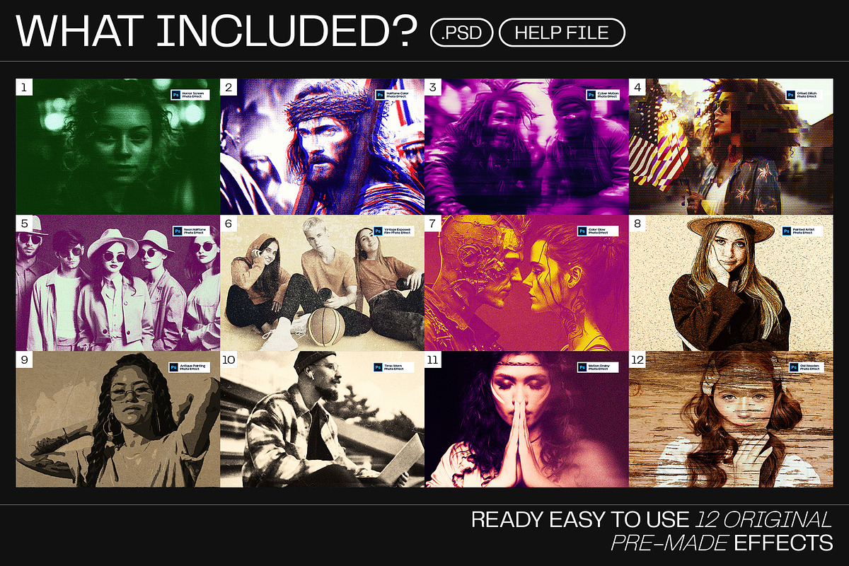 12 Photo Effect Templates, a Layer Style Add-On by iDoodle Studio (Photo 2 of 6)