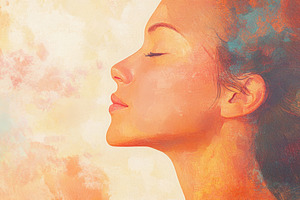 Woman Embracing Creativity with Vibrant Light Swirls, an Abstract Photo by Natalia Klenova's Shop