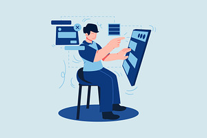 Man with User Interface Application, a Person Illustration by Ahmad_Studio