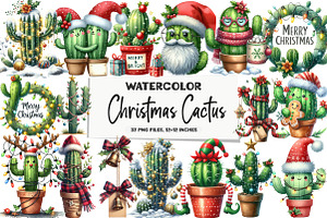 Christmas Cactus P2 Clipart, an Illustration by DreamArtGraphic