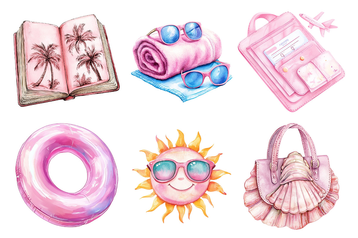 Pastel Vacation Clipart PNG, an Illustration by SinaCreation (Photo 3 of 5)