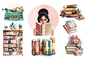 Books Clipart, Booklover PNG