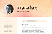 Sweet Watercolor Resume Template /G, a Resume Template by Showy68 Template (Thumbnail 2 of 7)