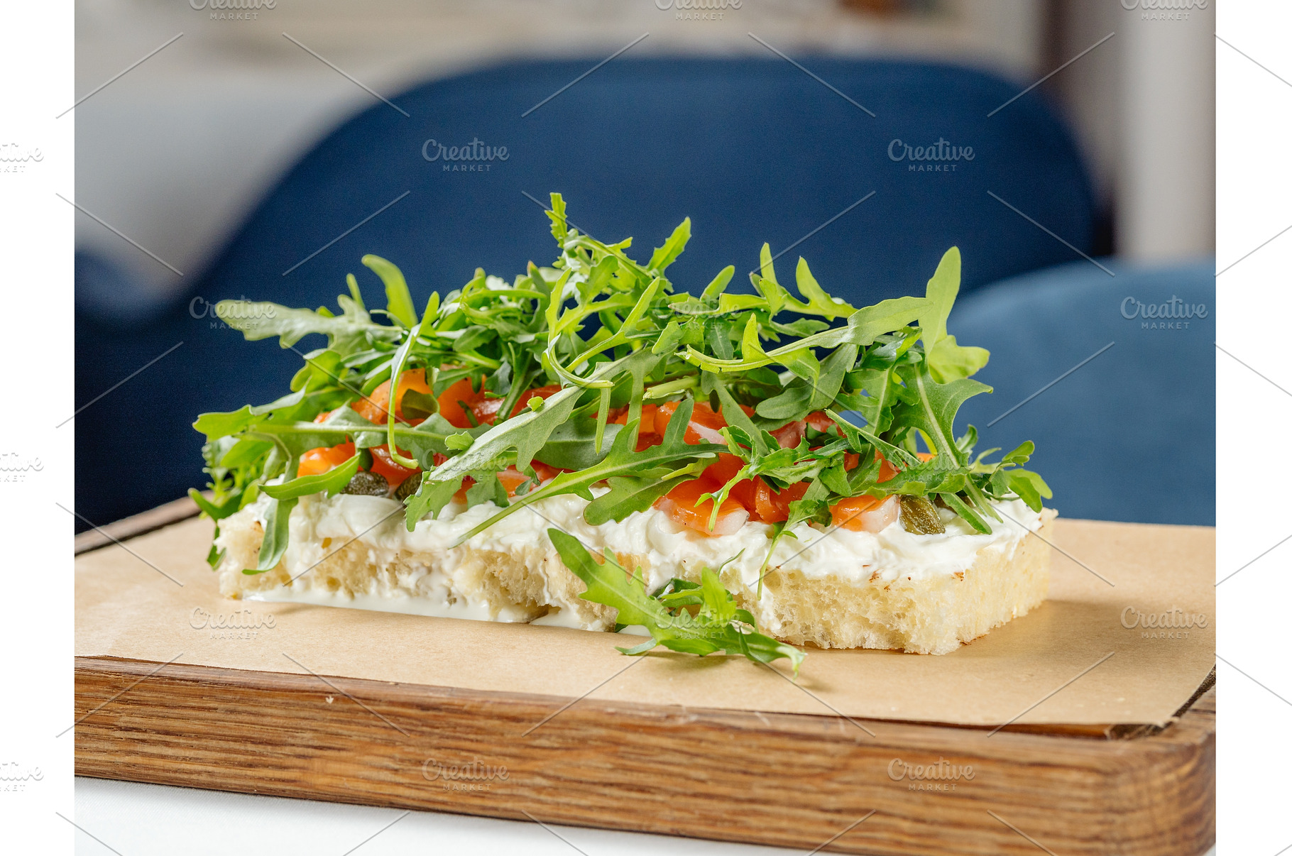 bruschetta with salmon and arugula, a Food & Drink Photo by Fascinadora