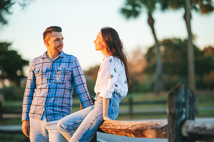 Family of two in the park on summer day outdoors, a Person Photo by travnikovstudio