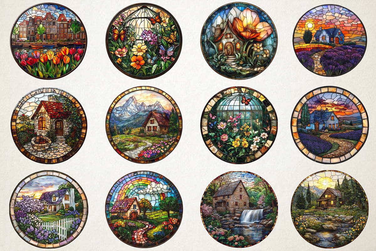 Spring House Stained Glass PNG, an Illustration by RobertsArt (Photo 2 of 5)