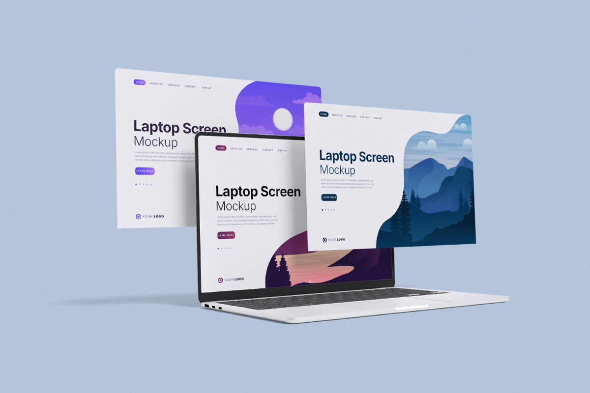 Laptop Screen Mockup, a Device Mockup by HanaSaka_Studio (Photo 4 of 5)