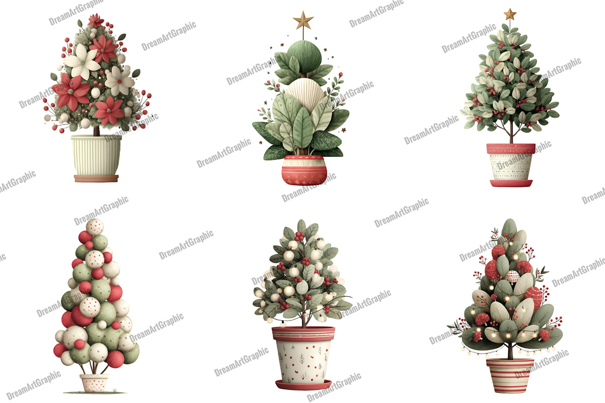 Cute Christmas Topiaries Tree, an Illustration by DreamArtGraphic (Photo 4 of 4)