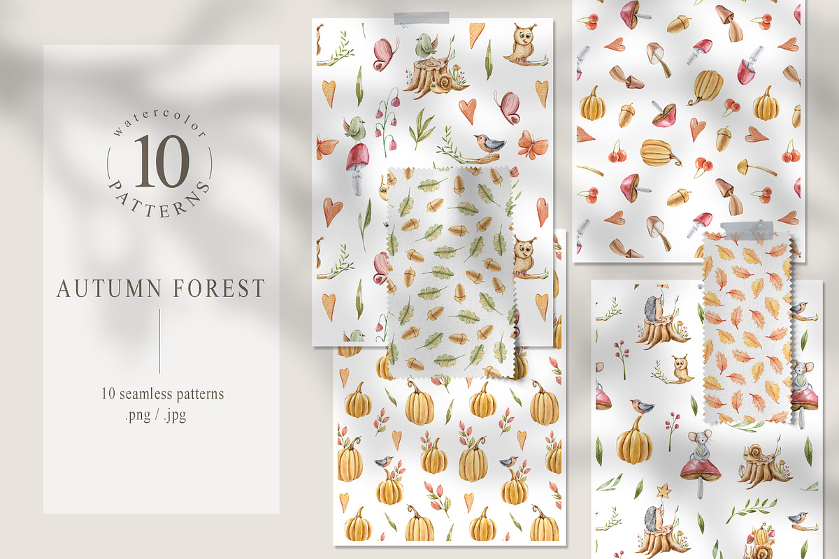 AUTUMN FOREST seamless patterns, a Pattern Graphic by Tiana Geo (Photo 1 of 5)