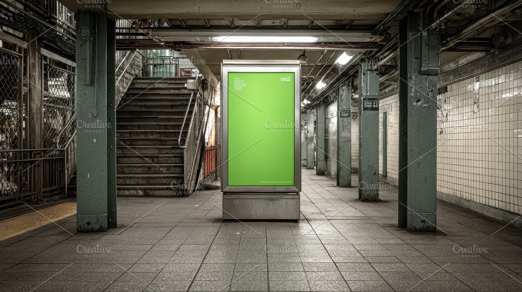 Green Subway Advertisement Blank Bil, an Abstract Photo by Pixeness Studio