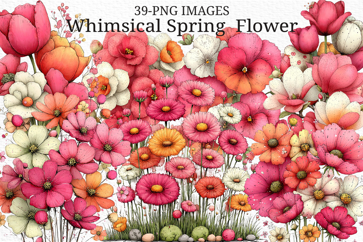 Whimsical Spring Flower Clipart, an Illustration by Craft Nest (Photo 1 of 11)