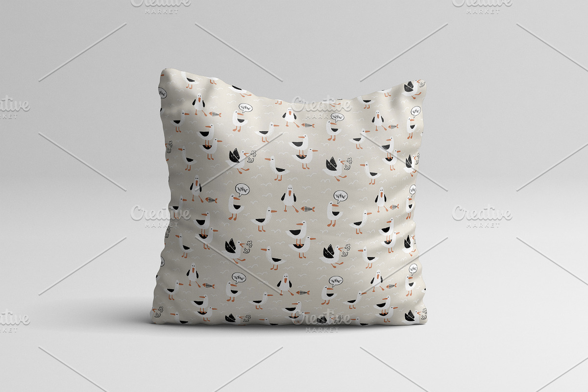 Seagulls seamless pattern, a Pattern Graphic by Lyolya Profitrolya (Photo 3 of 3)
