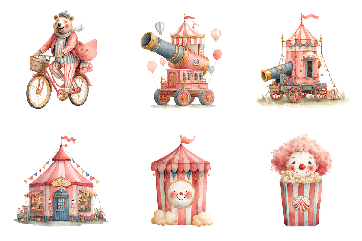 Cute Circus Clipart, an Illustration by SinaCreation (Photo 4 of 10)