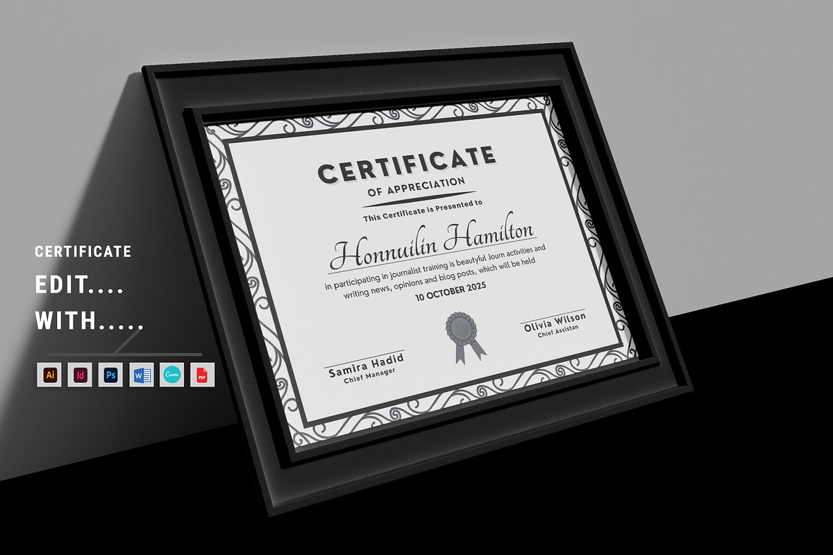 Id, Ps, Ai, W, and Canva Certificate, a Stationery Template by MNT-Creator (Photo 2 of 3)