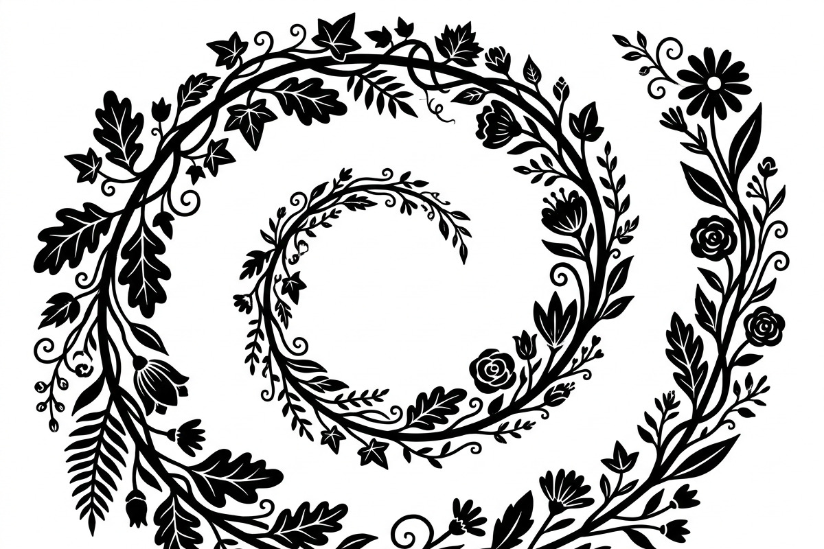 50 Elegant Floral Leaf Spiral Frame, a Decorative Illustration by Amazin_art (Photo 26 of 41)