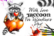 Raccoon with heart, an Animal Illustration by Allween (Thumbnail 1 of 4)