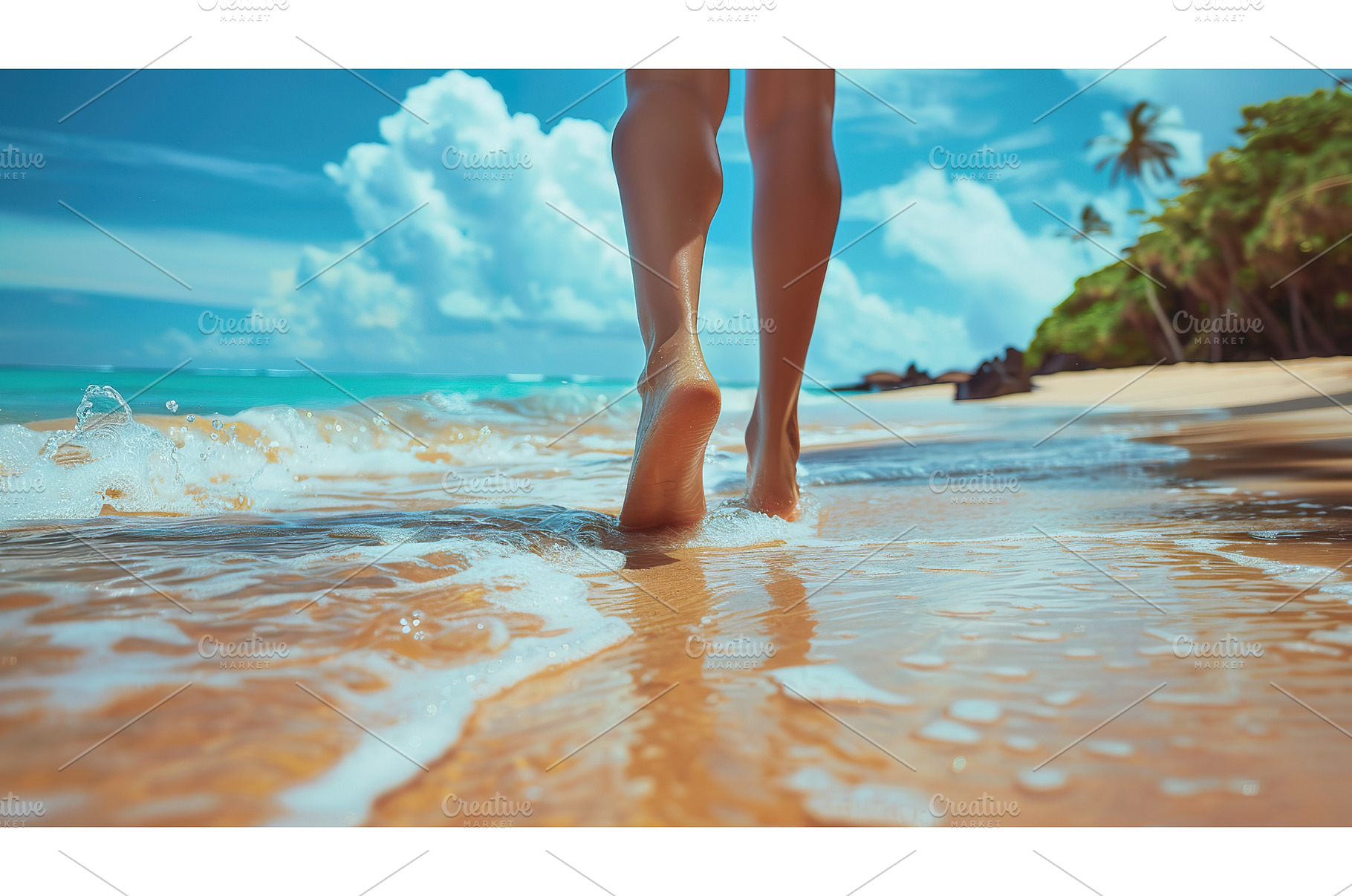 Walking along sunny tropical beach, a Nature Photo by Lermont51