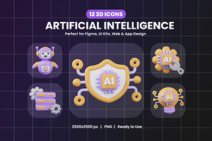 3D Artificial Intelligence Icon, an Object Graphic by Artnivora.Std