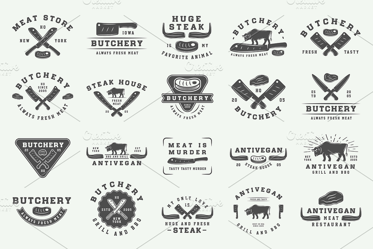 Vintage butchery emblems, a Branding & Logo Template by AkimD (Photo 8 of 15)