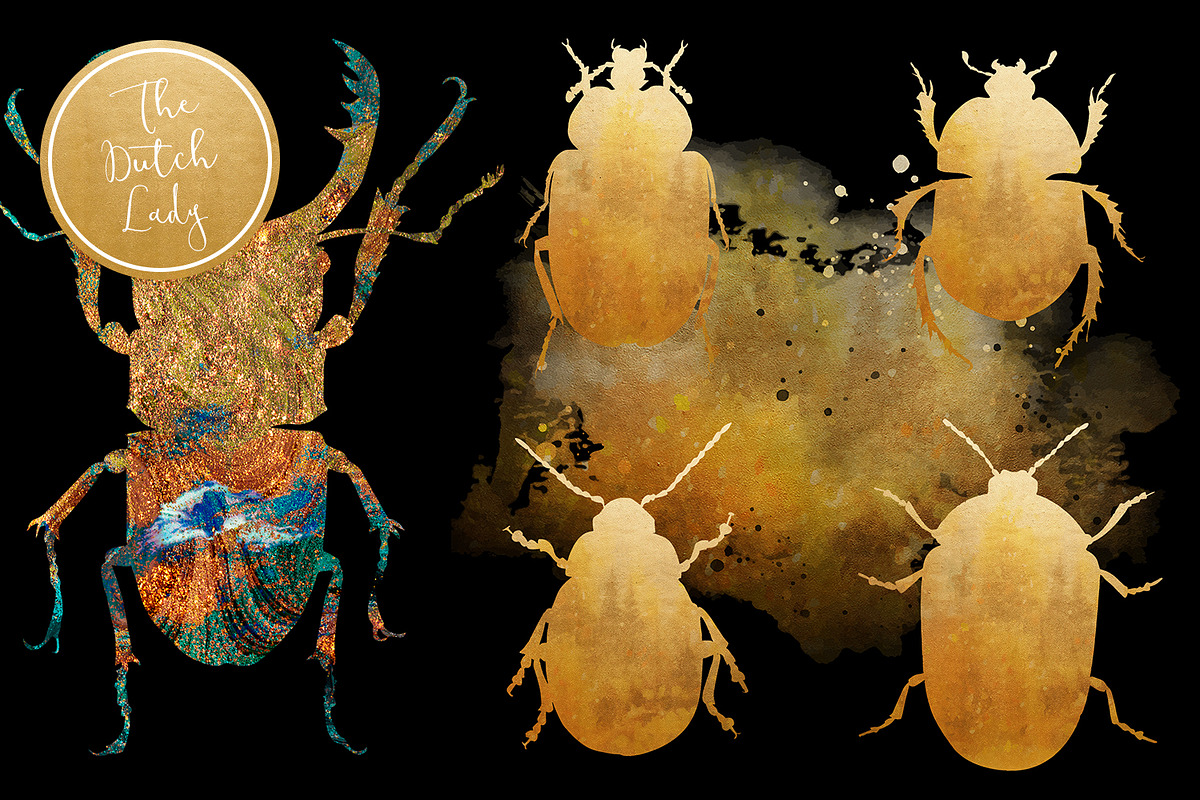 Scarabs & Beetles Clipart Set, an Animal Illustration by The Dutch Lady Designs (Photo 5 of 5)