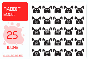 Rabbit Emojis Vector Set, an Animal Illustration by Designfour