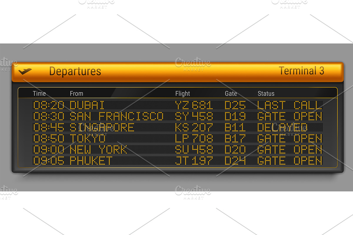 Flight departure schedule on airport, a Transportation Illustration by art PVP - market