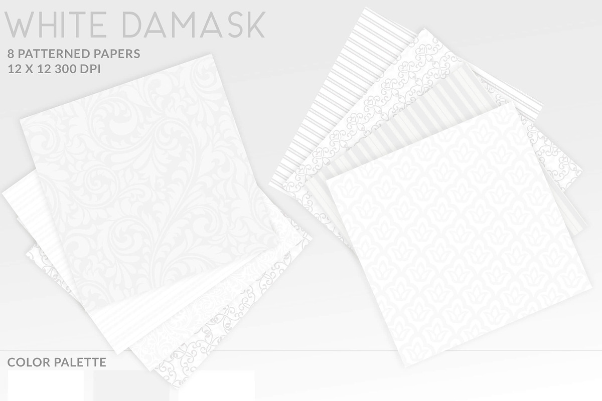 White Damask Stripes Wedding Papers preview 2