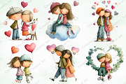 Whimsical Valentine Couple Clipart, an Illustration by Creative Art (Thumbnail 3 of 9)