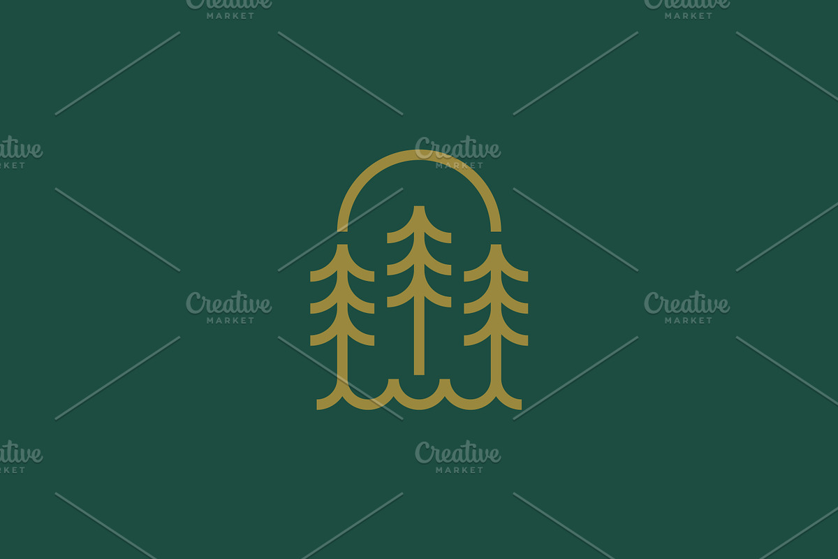 Pine Forest Arch Line Art Logo, a Branding & Logo Template by Signatoro (Photo 1 of 3)