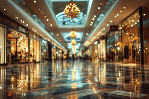 Luxurious Shopping Mall Interior Nig, a Photo by Pixeness Studio