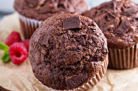 Chocolate muffins with a cup of coffee stock photo containing chocolate and, a Food & Drink Photo by farwasser
