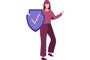 Woman holding shield vector, a Person Illustration by vectorpointstudio