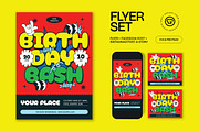 Red Bold Birthday Bash Flyer Set, a Flyer Template by graphicook (Thumbnail 1 of 3)