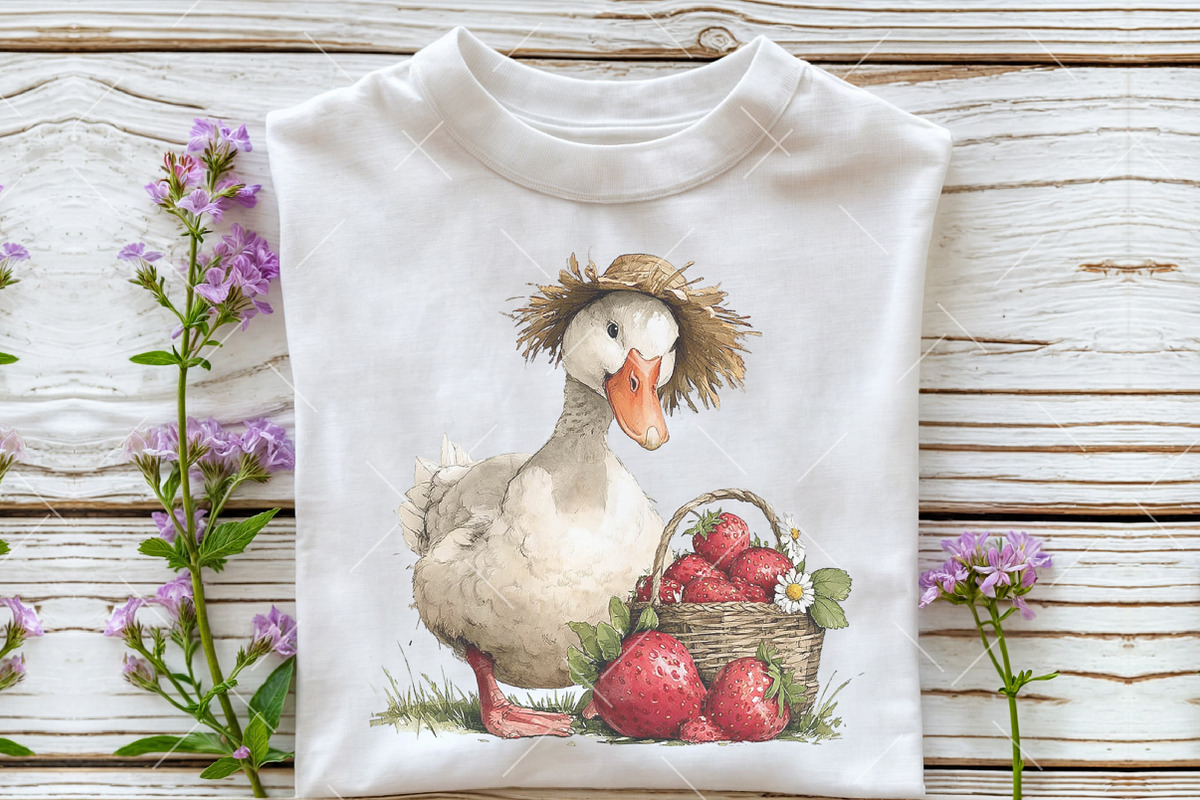 Whimsical Goose Strawberry Clipart, an Illustration by OK Design (Photo 5 of 6)