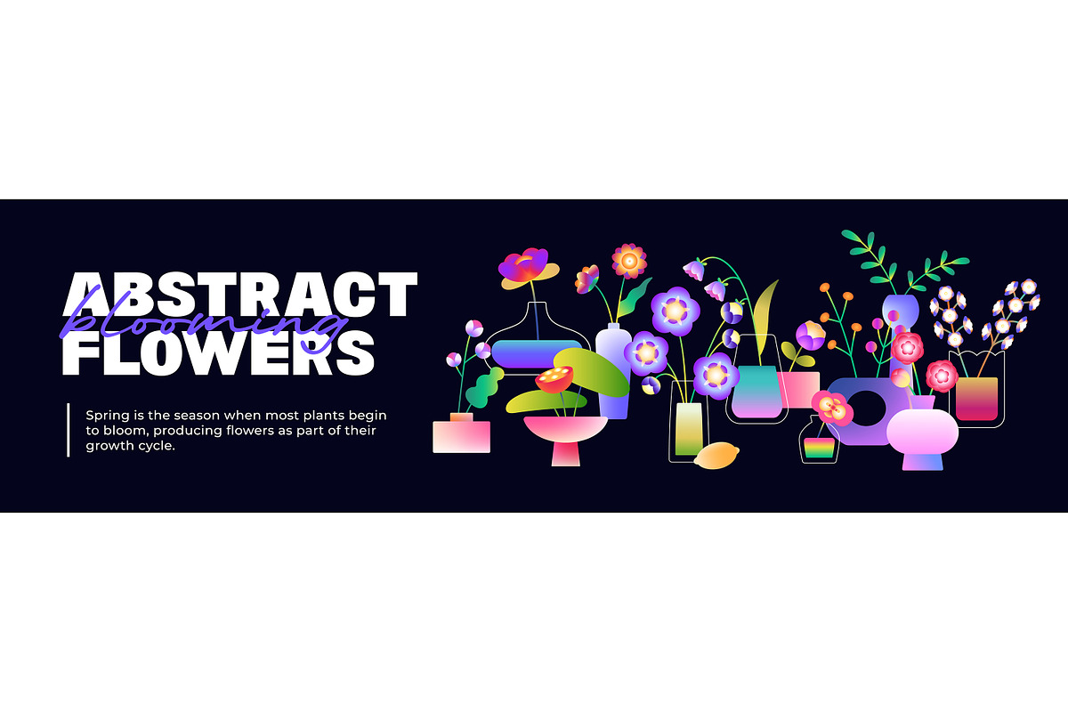 Vases with flowers set, backgrounds, a Decorative Illustration by PaperTrident (Photo 8 of 10)