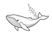 Whale Line Art Vector Bundle, an Illustration by yasushie (Thumbnail 49 of 51)